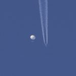 The U.S. shot down a Chinese balloon over the Atlantic Ocean on Saturday.Credit…Randall Hill/Reuters